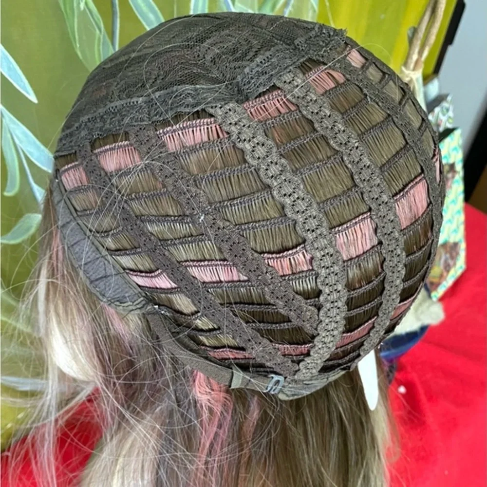 LAST ONE blonde with pink highlights layered wig